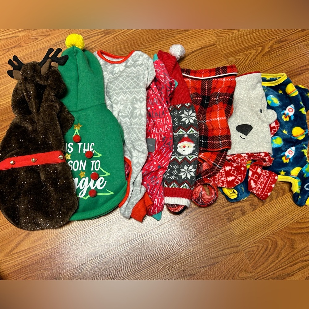 Bundle of 8 Winter Weather Small Dog Clothing Size S